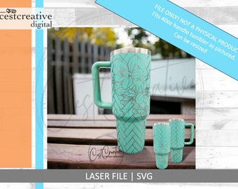 Herringbone Floral - 40oz Wrap Design Laser File SVG