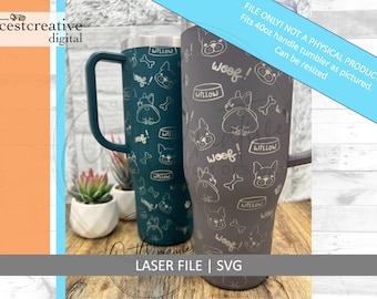 French Bulldog - 40oz Wrap Design Laser File SVG