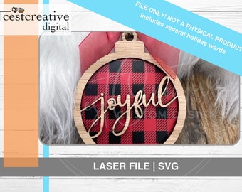 Holiday Words Ornament Laser File SVG