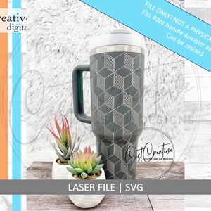 Geometric Cubes - 40oz Wrap Design Laser File SVG