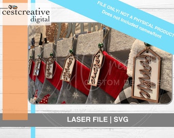 Name Tag Stocking Ornament Laser File SVG