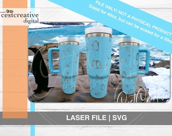 Cute Penguins - 40oz & 20oz Wrap Design Laser File SVG
