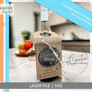 Vino Tag Ornament Display Laser File SVG