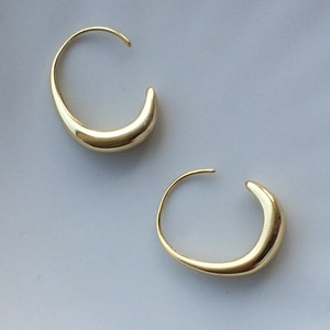Geometric c shaped hoop earrings- gold large hoops- statement earrings- 18k gold plated earrings- minimalist earrings- bohemian earrings