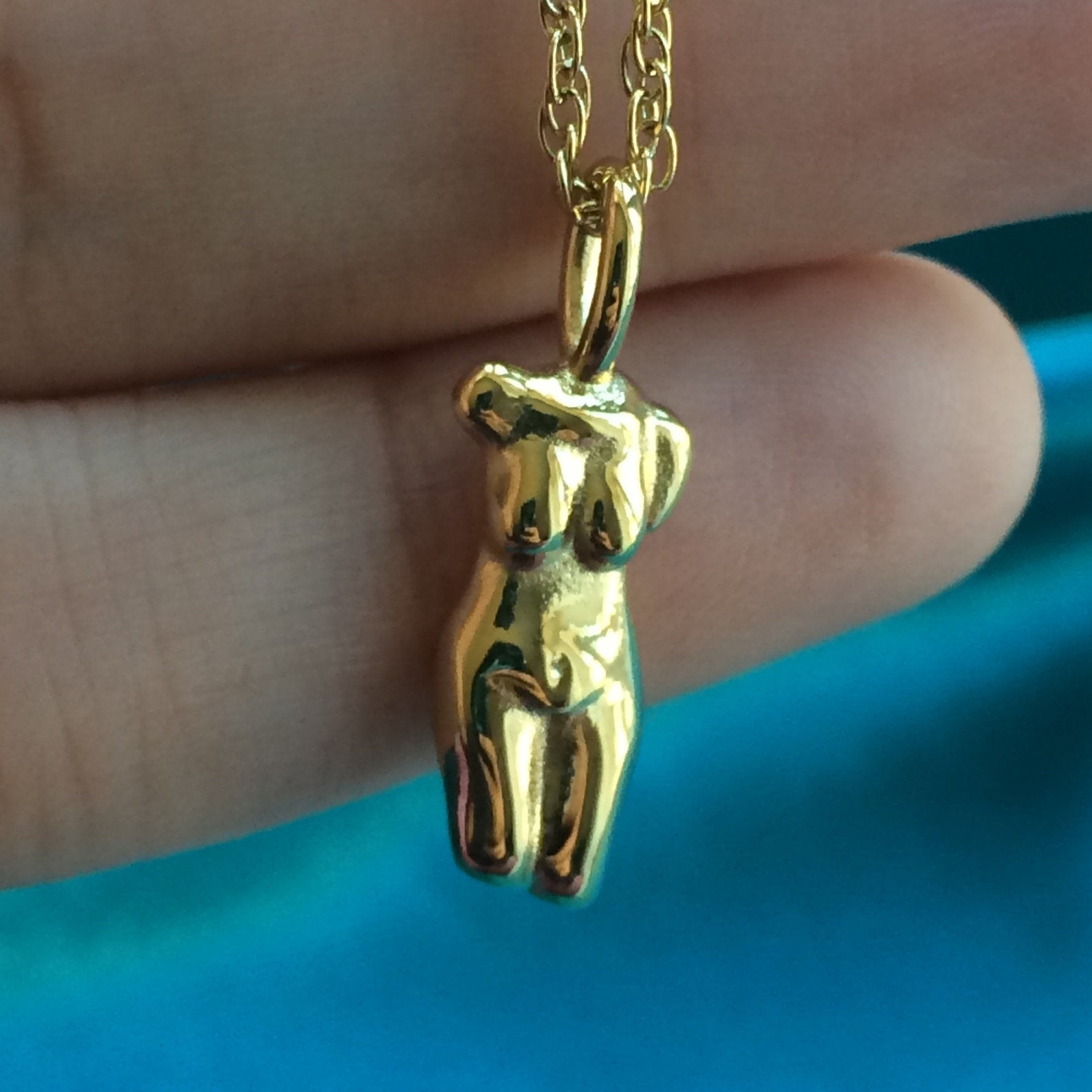 18k Gold Plated Female Figure Pendant Body Necklace Figurine Etsy