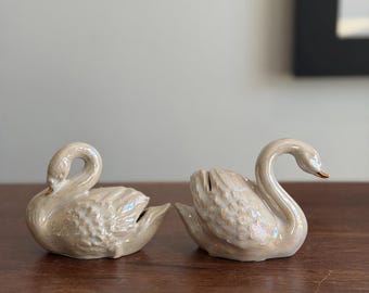 Handmade ceramic swan photo, card or art holder ,  holder, wedding, gold
