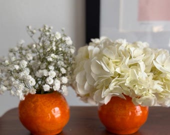 ceramic orange bud vase, vase