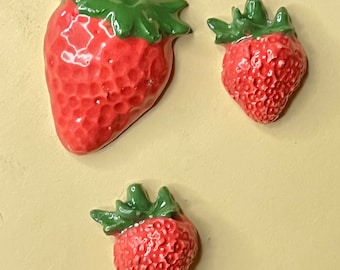 Strawberry ceramic magnets, fridge magnet, decoy garden strawberries