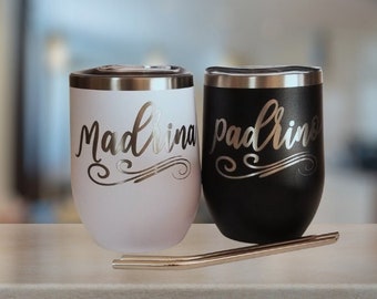 Padrino Madrina 2 pack tumblers laser engraved 12 oz or 20 oz