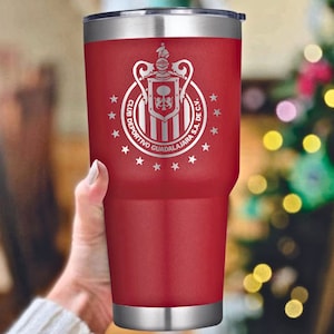30 oz Chivas Rayadas C.D. Guadalajara Tumbler Vaso Termico Stainless Steel Laser Engraved Personalizado