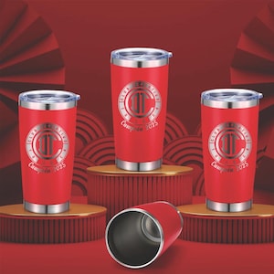 Club Toluca Deportivo Campeon 2025 grabado en vaso termico con laser, 20 oz tumbler with toluca logo engraved on it