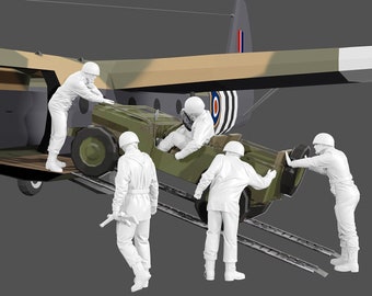 Planeurs d'infanterie britanniques de la seconde guerre mondiale - Casques - Chargement/déchargement de jeep - 1/72 - 1/76 - 1/87 - 1/100 - 1/144 Options à l'échelle