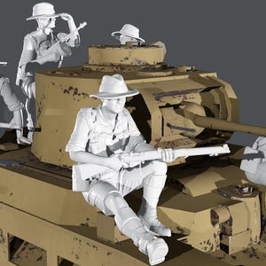 5 Figuren Set - Australische Panzerreiter in Nordafrika