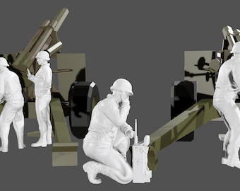 2 équipages d'obusiers américains M1 de 155 mm de la Seconde Guerre mondiale, 1/72 - 1/76 - 1/87 - 1/100 - 1/144 Options à l'échelle