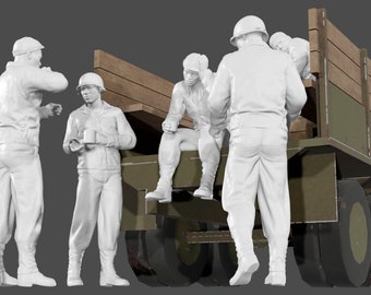 WWII US Red Ball Express Drivers at Rest - 5 Figure Set