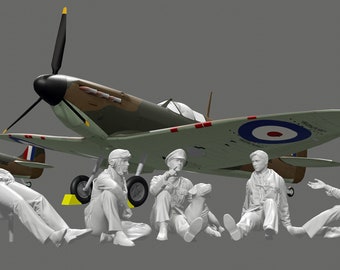 WWII RAF - The Few - Esperando la próxima salida - Juego de 5 figuras