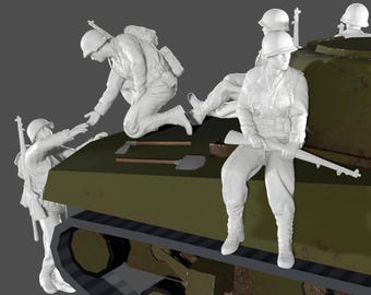 Conjunto de 5 figuras de 5 jinetes de tanques del ejército de EE. UU. de la Segunda Guerra Mundial