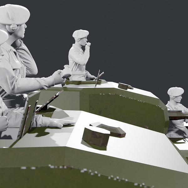 WWII British Tank Crew - Berets - 5 Figure Set