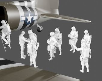 WWII US Airborne boarding 10 Figures 1/72 - 1/76 - 1/87 - 1/100 - 1/144 Scale options