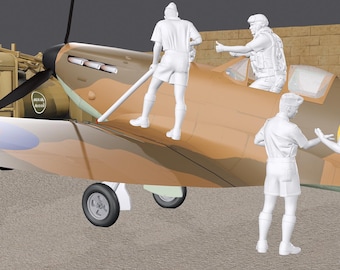 WWII  RAF - Malta - Spitfire Pilot - Ground Crew - 5 Figure Set