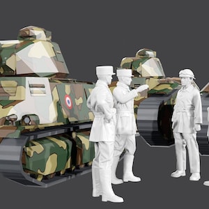Batalla de Francia, Segunda Guerra Mundial, 1940. Tripulación de tanques franceses - Órdenes - Conjunto de 5 figuras