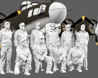 WWII USAAF Bomber Crew Photo - 11 Figure Set