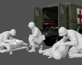 WWII US Field Hospital - Aid Men - 5 Figure Set