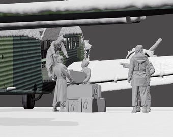 WWII Luftwaffe - Loading Junkers JU-52 - WINTER - 5 Figure Set