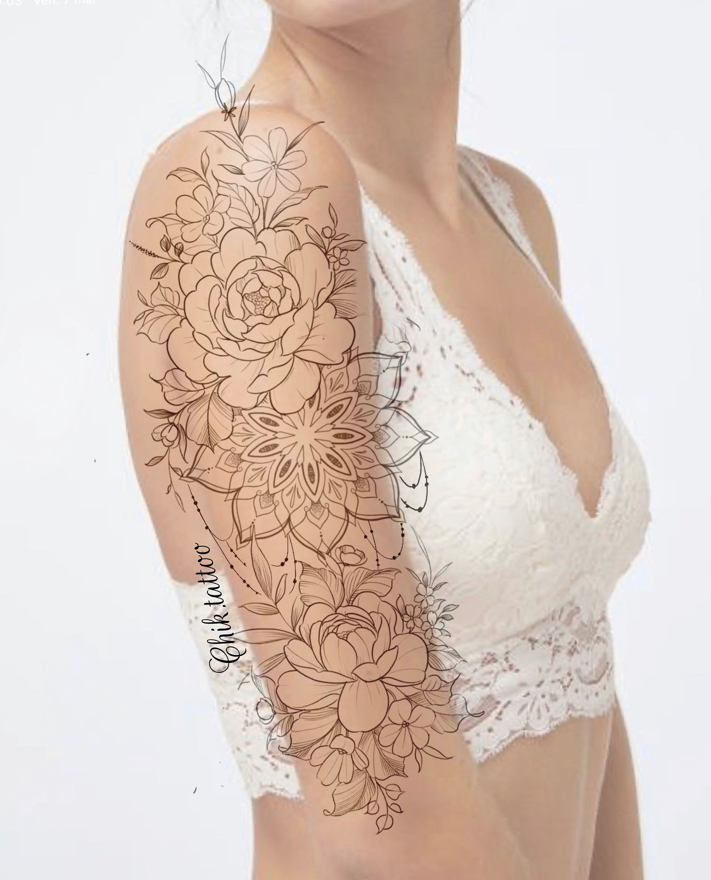 Feminine and Floral Design for Chik Tattoo Tattoo. Instant Download of ...