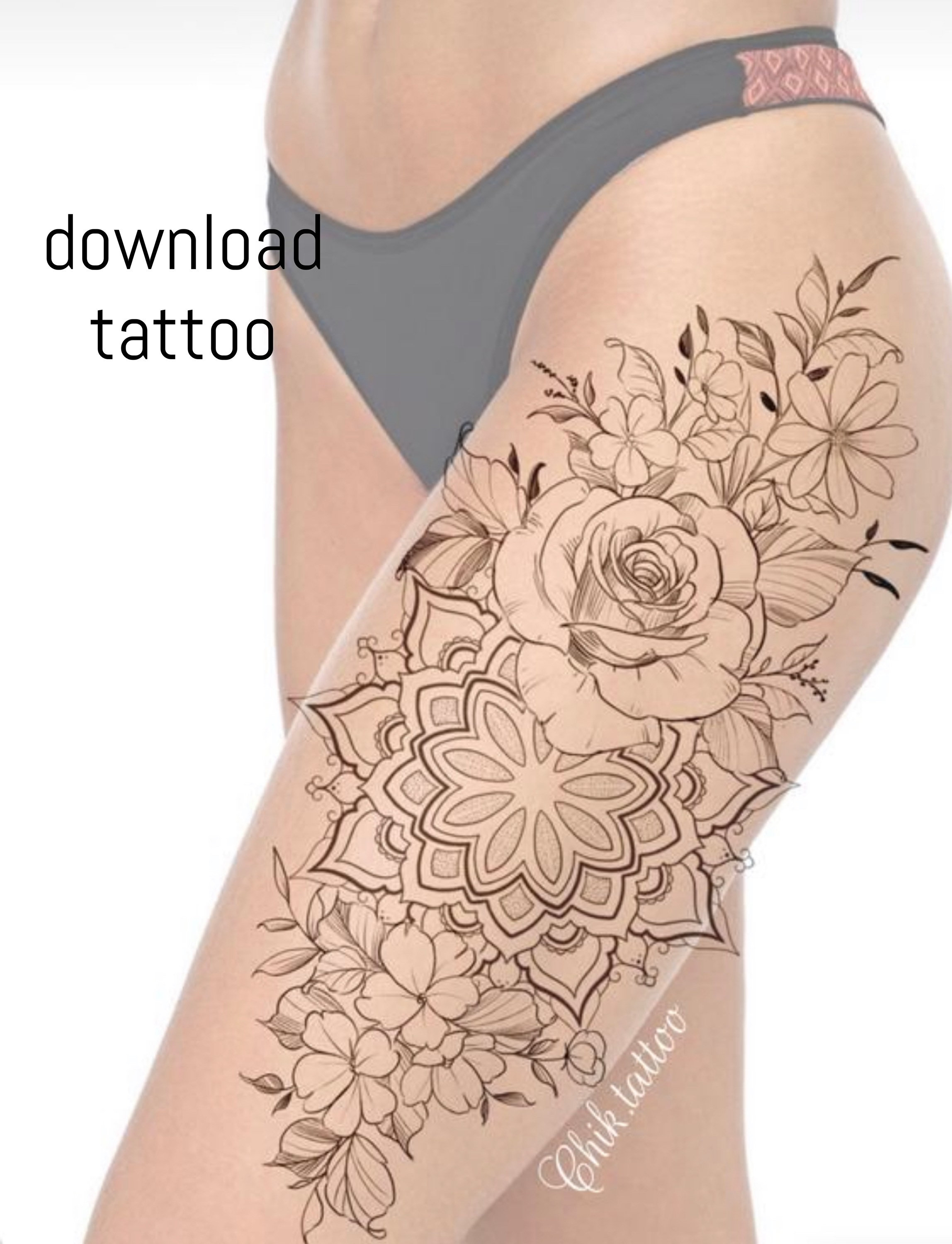 Flower Leg Tattoos for Women