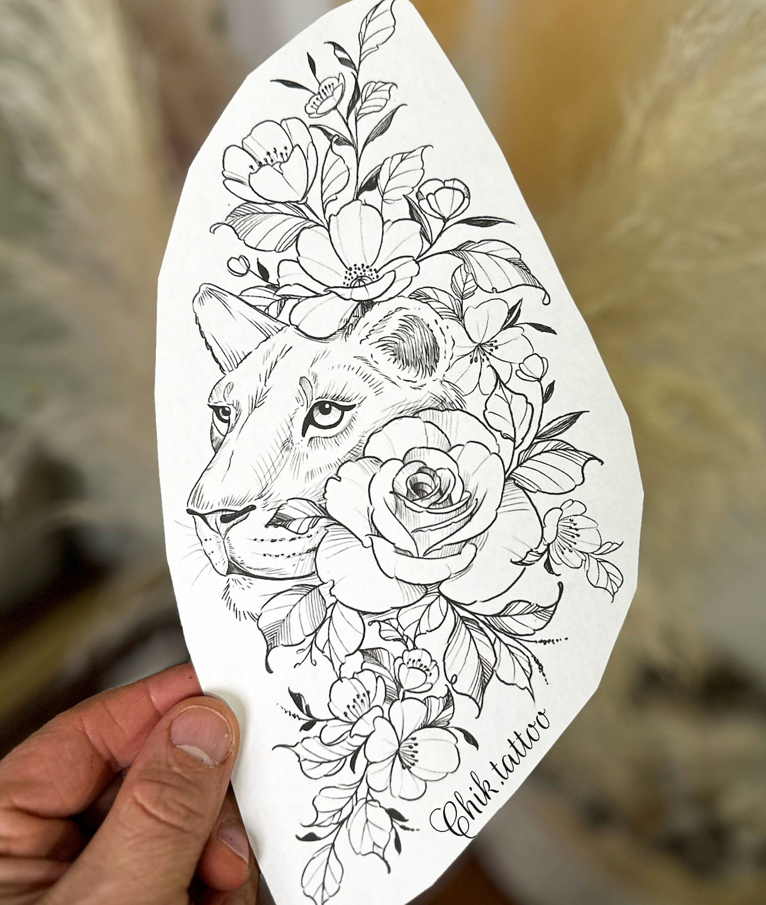 Feminine and Floral Design for Chik Tattoo. Instant Download of Stencil ...