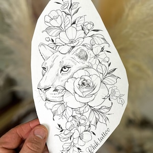 Feminine and Floral Design for Chik Tattoo. Instant Download of Stencil ...