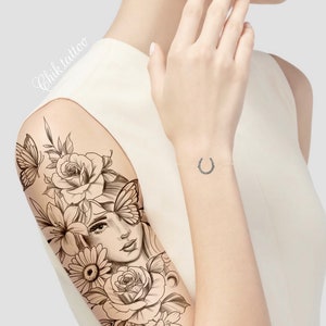 Feminine and floral design for chik tattoo tattoo. Instant download of stencil tattoo design
