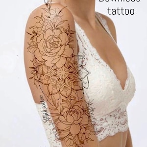 Feminine and floral design for chik tattoo tattoo. Instant download of stencil tattoo design
