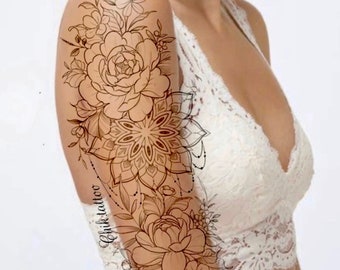 Feminine and floral design for chik tattoo tattoo. Instant download of stencil tattoo design
