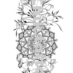 Feminine and floral design for chik tattoo tattoo. Instant download of stencil tattoo design