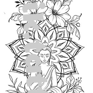 Feminine and floral design for chik tattoo tattoo. Instant download of stencil tattoo design mandala