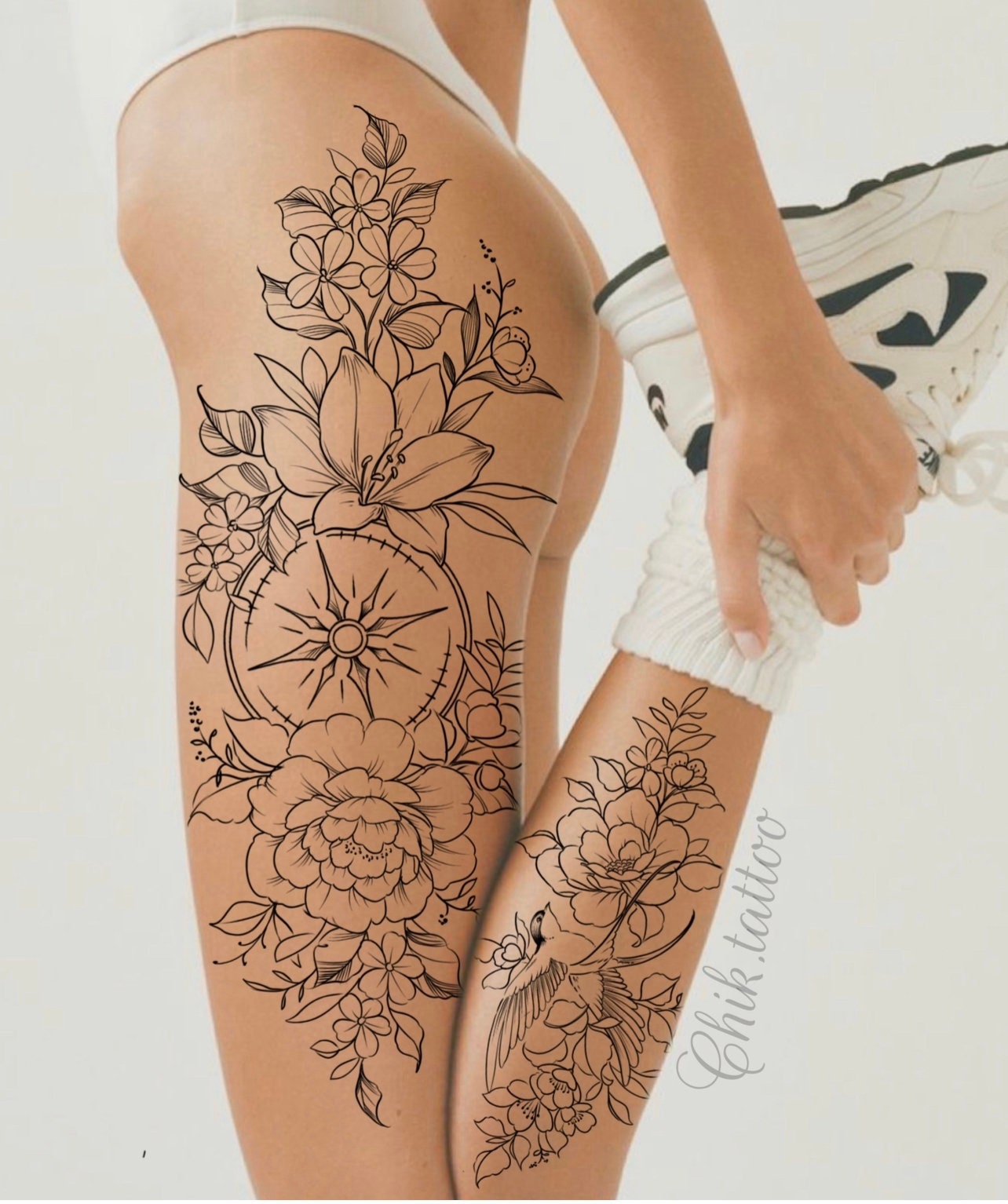 Tatouage Femme Cuisse Hanche Tattoo - Etsy France