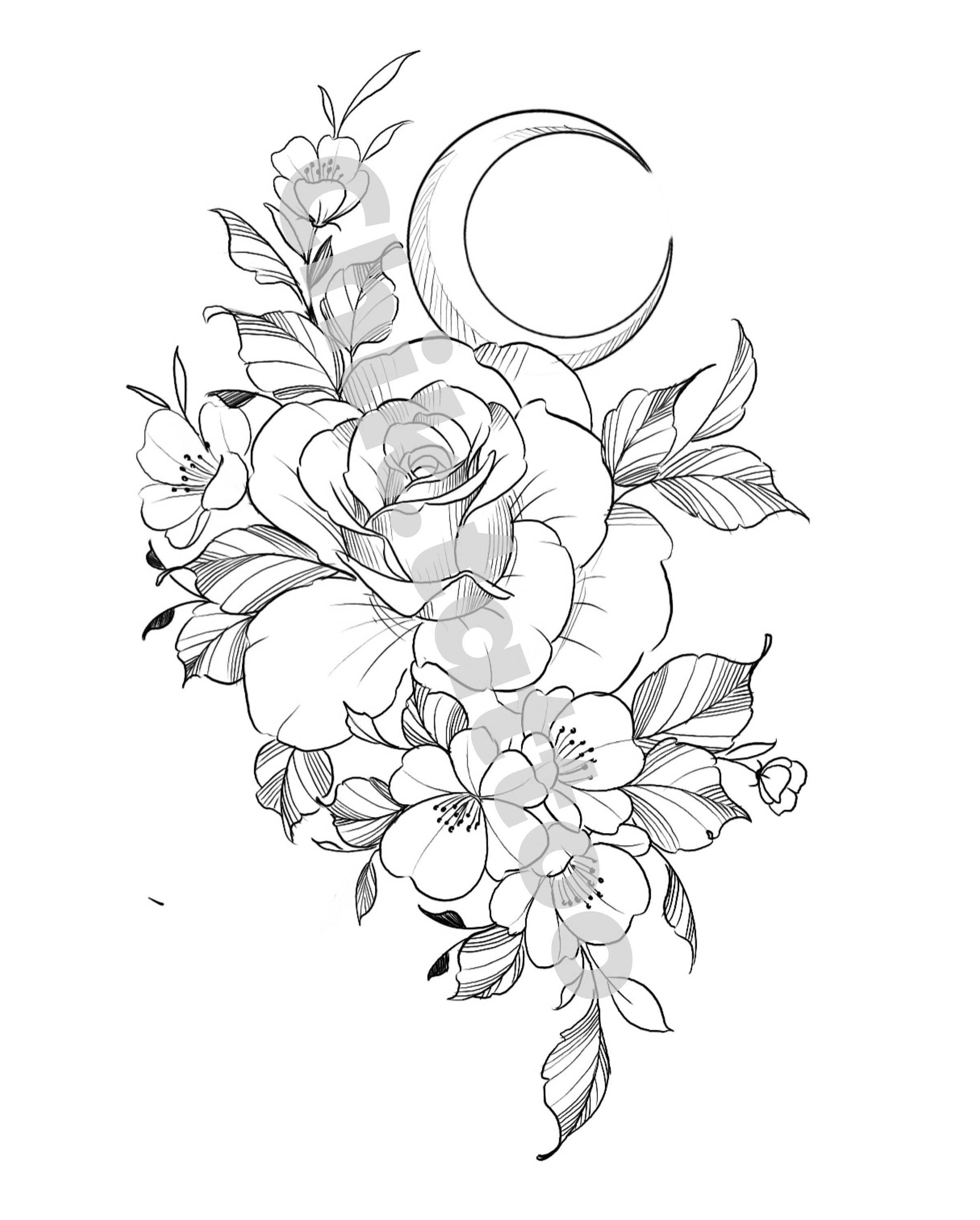 Feminine and Floral Design for Chik Tattoo Tattoo. Rose Tattoo - Etsy