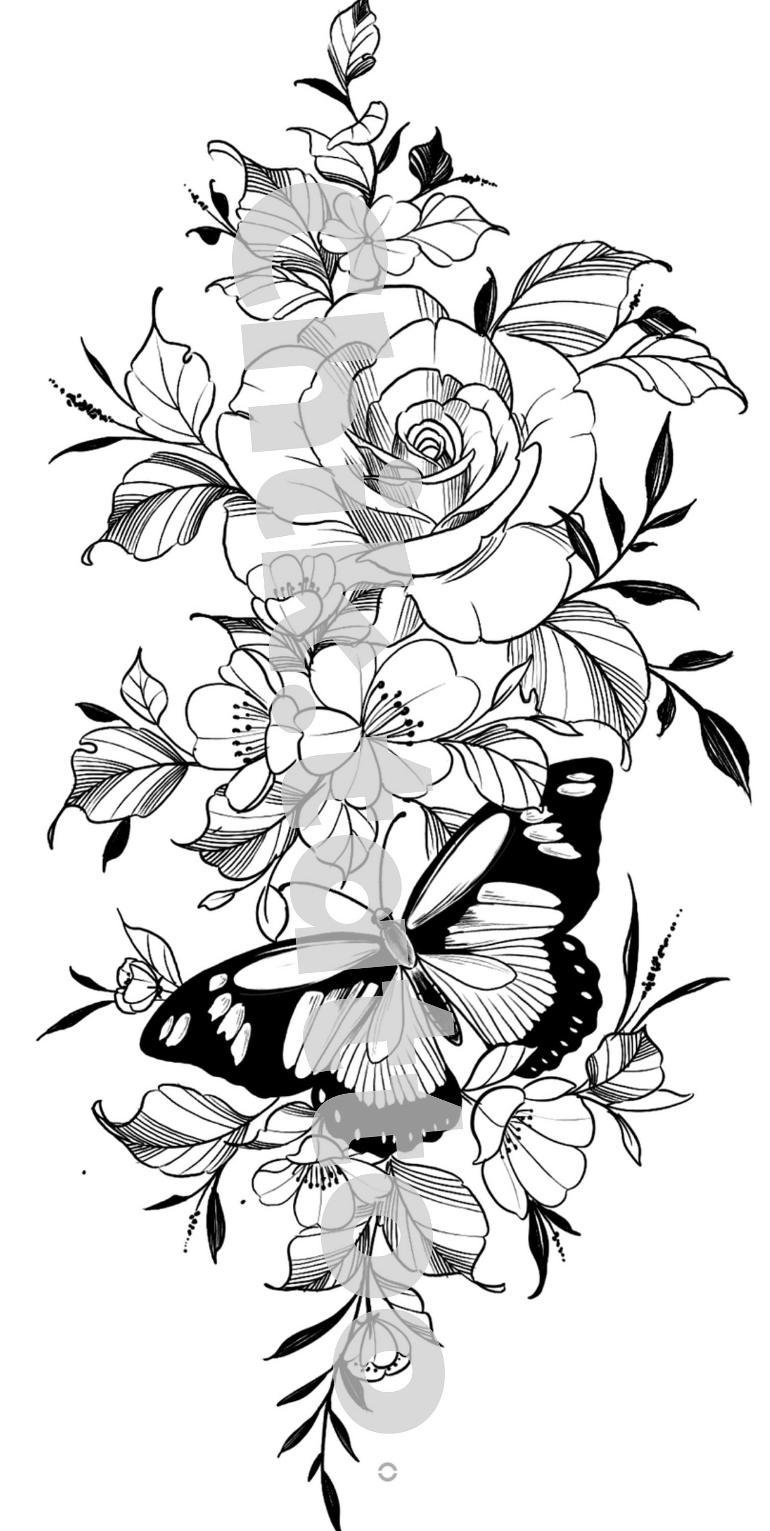 Feminine and Floral Design for Chik Tattoo Tattoo. Instant - Etsy Canada
