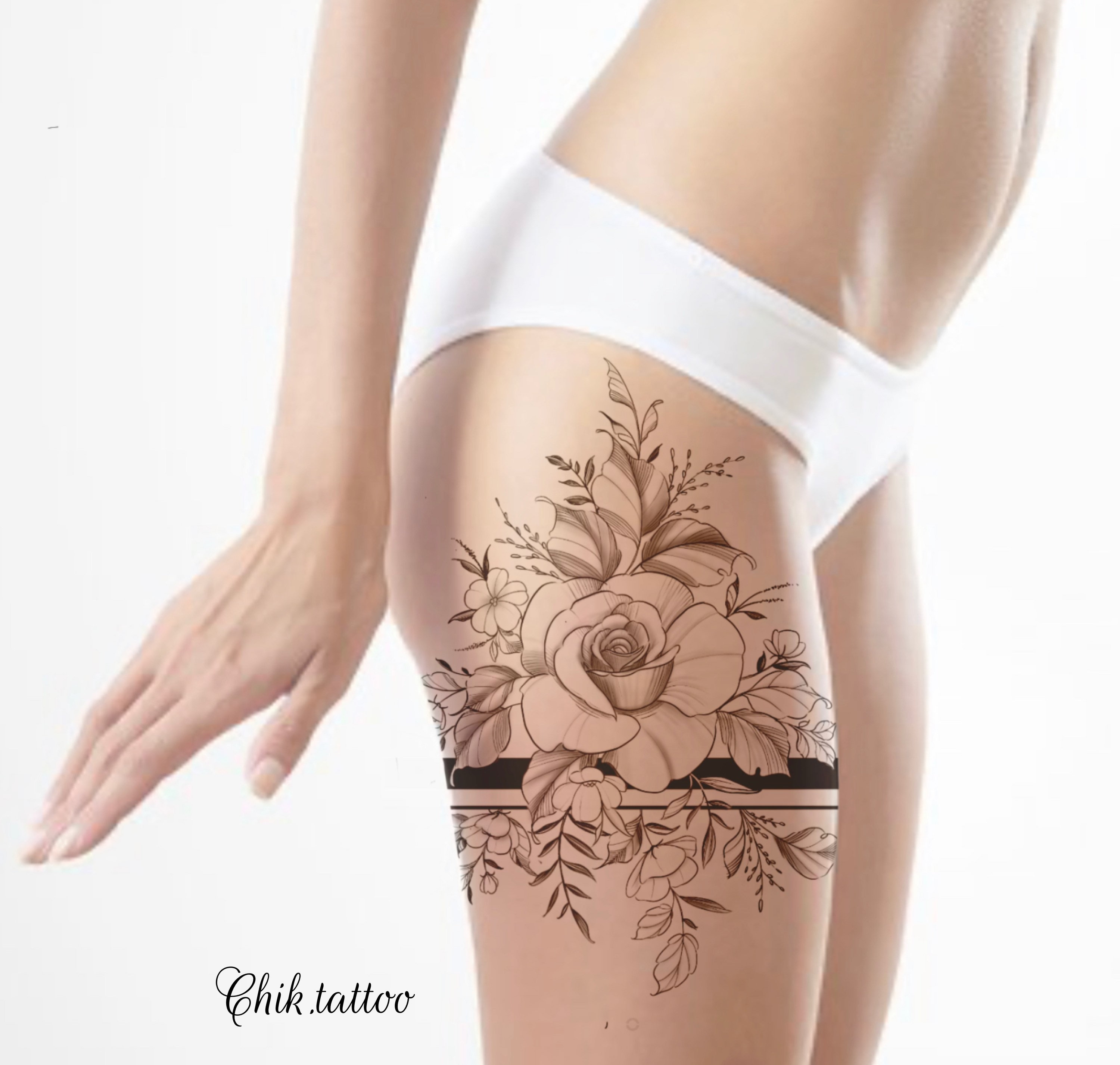 Feminine and Floral Design for Chik Tattoo Tattoo. Instant - Etsy