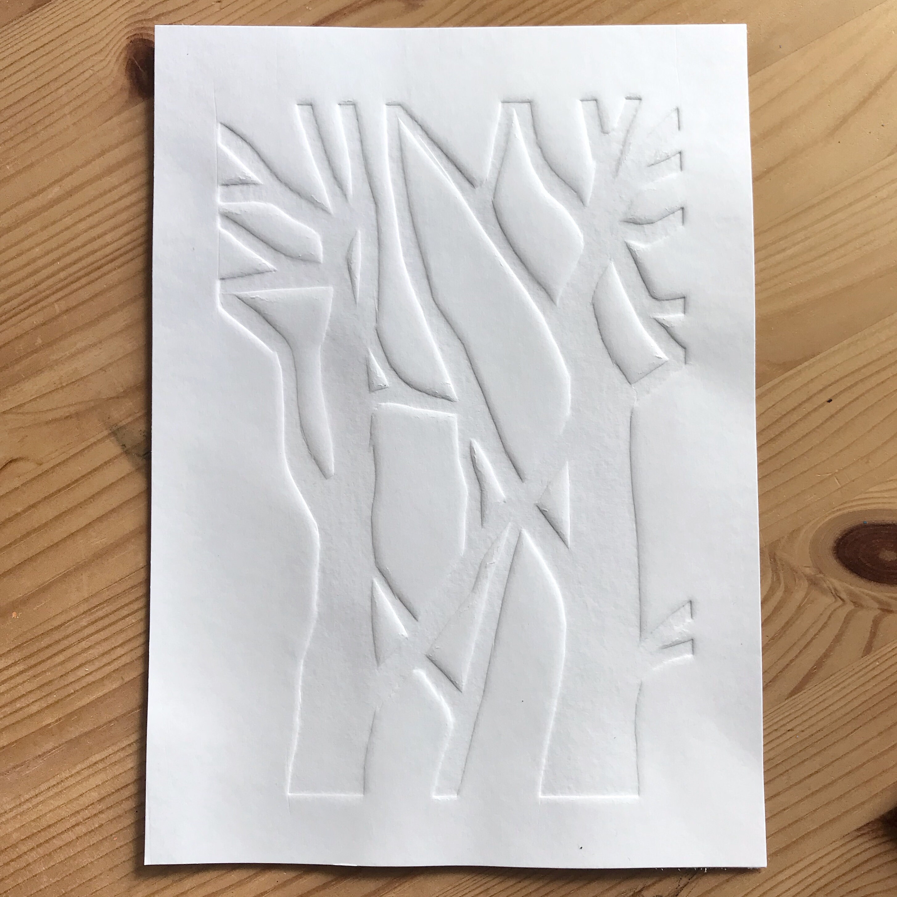 Minimalist embossed paper art abstract geometric tree Etsy