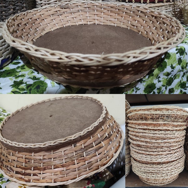 wicker Large round basket|hand wooven|reedDIY|flower basket|Craft Kit|Eco friendly|dining|Storage Basket|Home Organizer|Housewarming Gift
