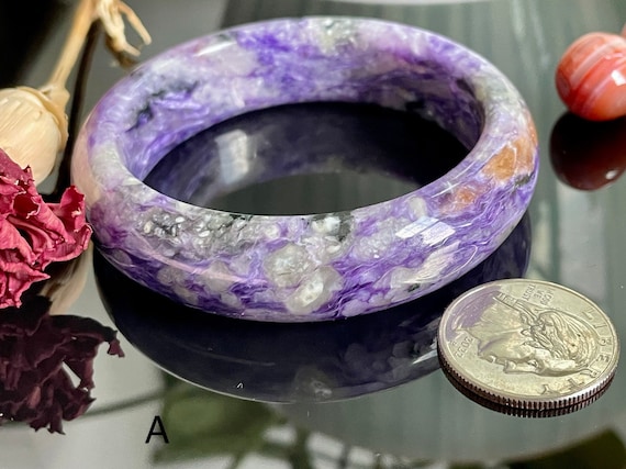 Beautiful Natural Charoite Bangle - 57 mm - 60 mm High Quality - Great Gift - Gemstone Bangle - Handmade - Gemstone - Crystal