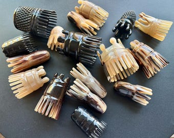 Peine masajeador de cuerno de buey para el cuero cabelludo: herramienta para lavar el cabello sin dañar las uñas, limpiador de cuero cabelludo Head Spa, color aleatorio - Cabello y cuero cabelludo saludables