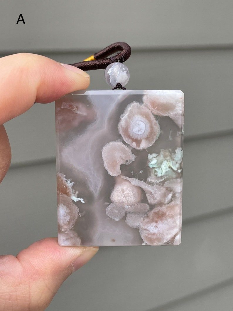 Gifts Unique Natural Cherry Blossom Agate Pendant Necklace Natural Stones Best Quality Stone Mother/'s Day