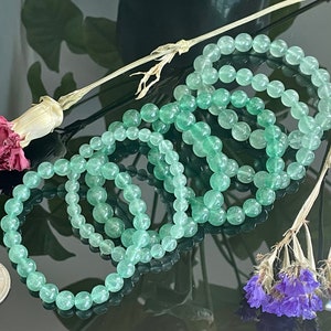 Stunning Natural Green Strawberry Quartz  Stretchy Beaded Bracelet - 8/9/10/11/12MM - Great Gift - Unique - Healing Christmas