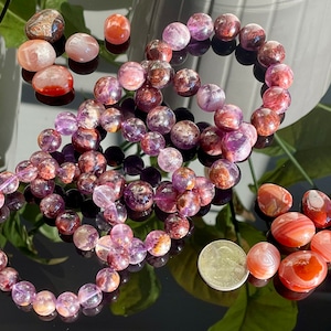 Stunning-Natural Quartz Purple Phantom Beaded Bracelet - 10/12/13/15MM - Crystal Bracelet - High Quality - Great Gift - Ghost Phantom