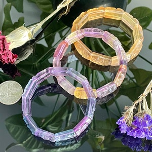 Unique -Natural Fluorite Bangle Bracelet - 12 MM - Multi-colored - High Quality - Great Gift - Healing Stone - Natural Stone Handmade