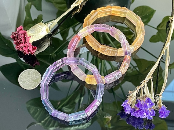 Unique -Natural Fluorite Bangle Bracelet - 12 MM - Multi-colored - High Quality - Great Gift - Healing Stone - Natural Stone Handmade